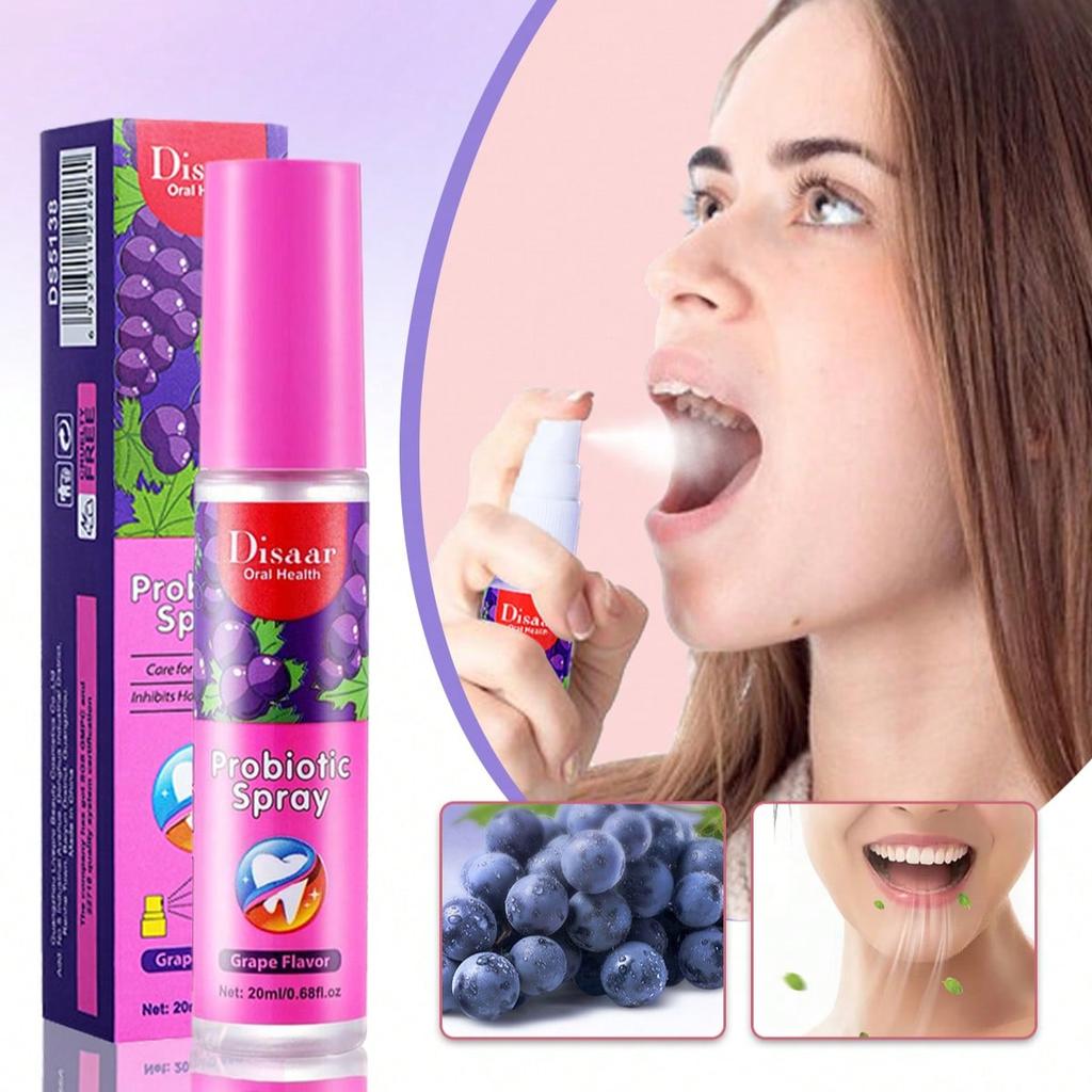 Grape Oral Spray Breath Freshener Eliminates Bad Breath Freshens Breath Inhibits Harmful Bacteria Portable