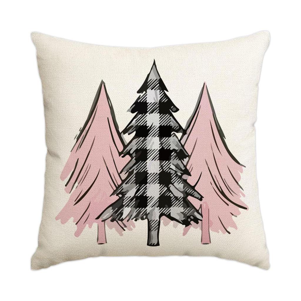 Горячая распродажа Рождественская наволочка из искусственного льна с принтом елки и снеговика - Праздничная декоративная наволочка для диванной подушки