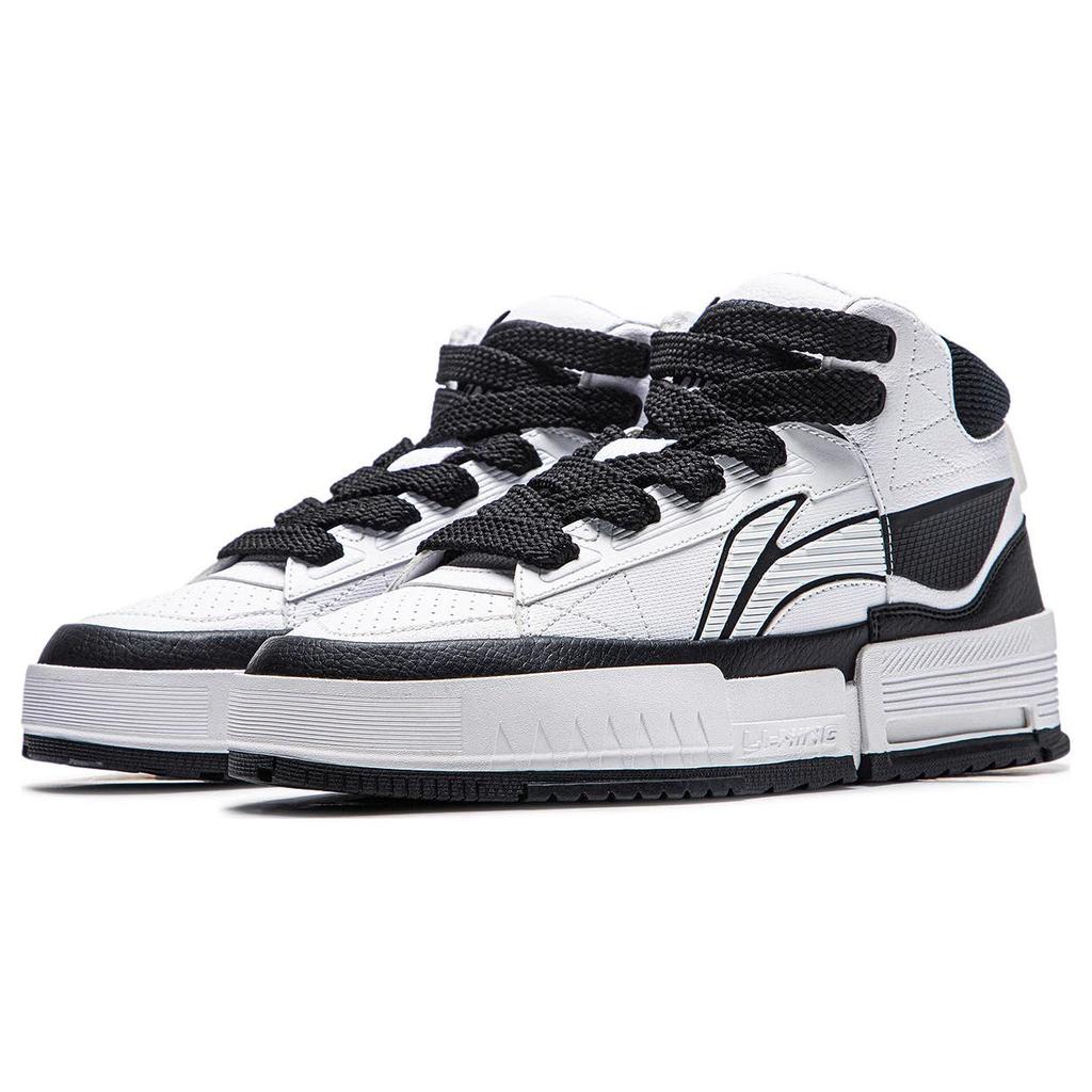 Li Ning Пробег Повседневные Универсальные Удобные Нескользящие Износостойкие Кроссовки Среднего Верха Мужские Кроссовки Для Скейтбординга Белые Черные AGCT283-4