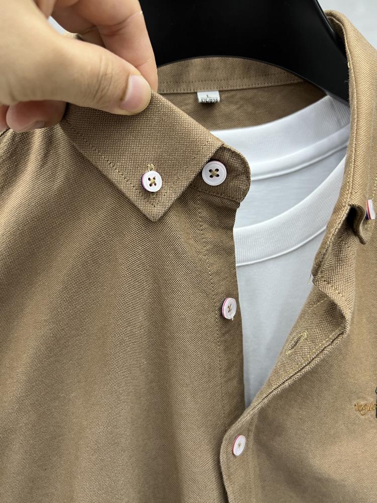 Рубашка Tommy 2024 Осень/Зима с длинным рукавом из мягкого матового оксфордского хлопка с вышивкой