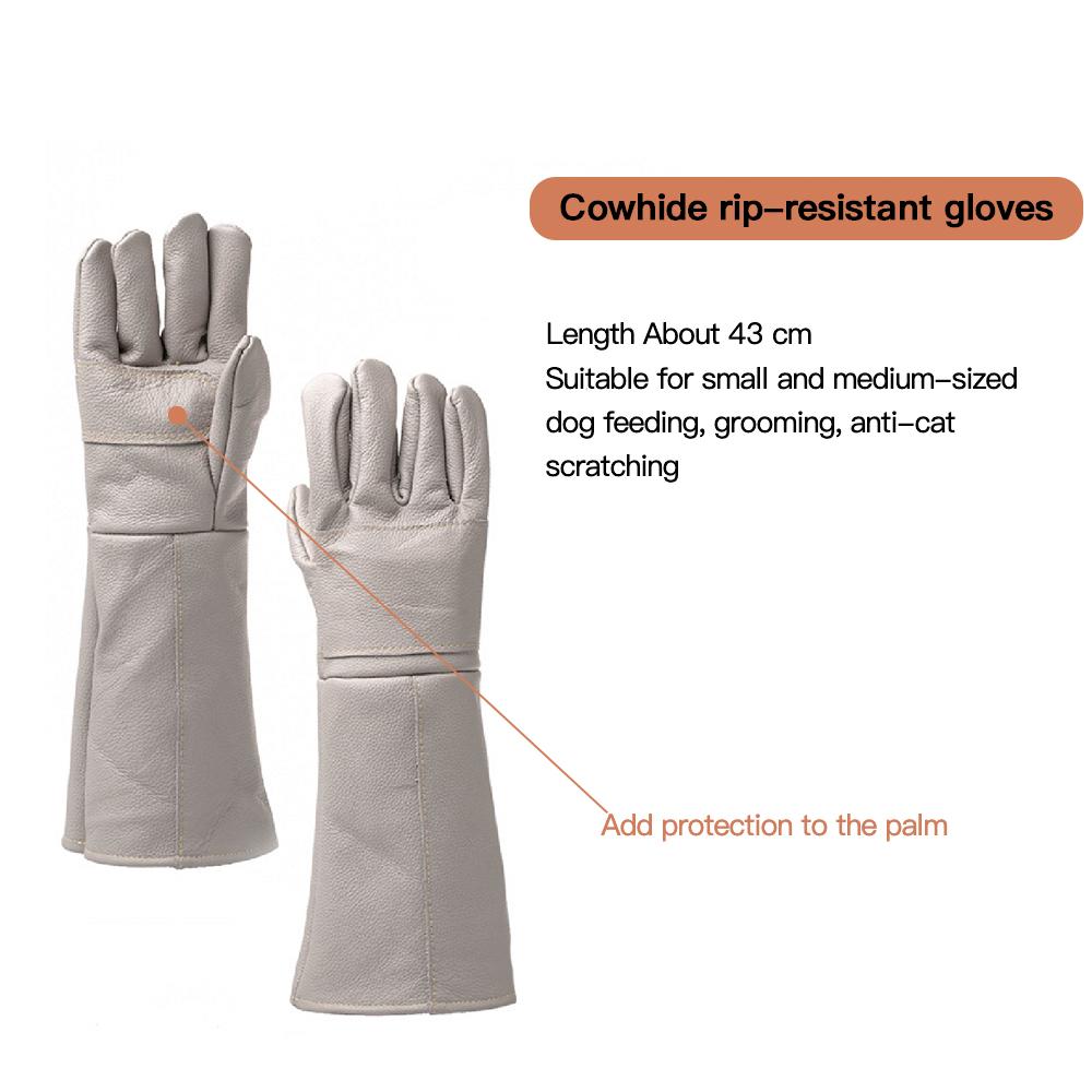 Новые защитные перчатки от укусов для ловли собак, кошек, рептилий, животных, ультрадлинные кожаные белые защитные перчатки для захвата и укусов домашних животных