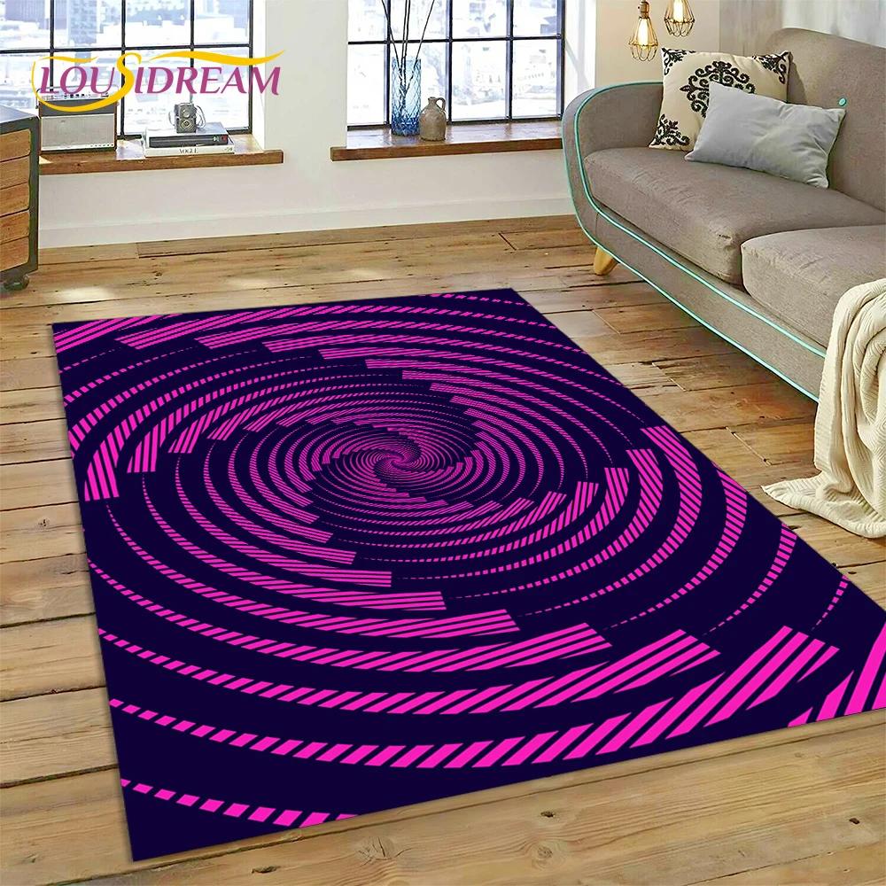 3D Vortex Visual Illusions Ковер Ковер для гостиной Спальня Домашний декор, Напольный коврик Нескользящее украшение для дивана Кухня Коврик
