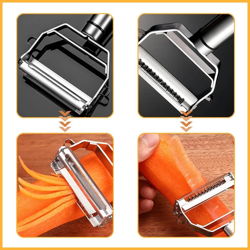 Multifunctional Julienne Peeler Double-Head Vegetable Fruit Peelers Stainless Steel Potato Slicer Shredder Melon Carrot Peeler