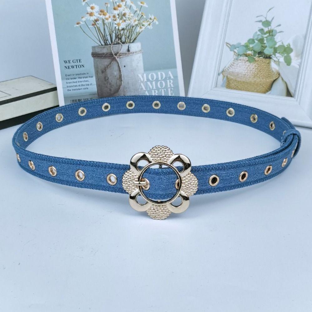 Metal Buckle Denim Waist Belt Hollow Flower Design Fashion Belt Fashion Waistband Belt For Women