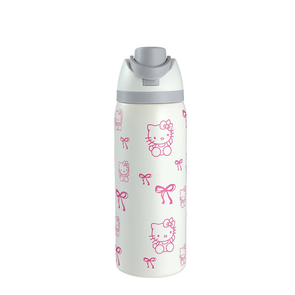 Hello Kitty Kuromi Butterfly Knot Floral Print Stainless Steel Insulated Cup With Lock Clip For Outdoor Activities