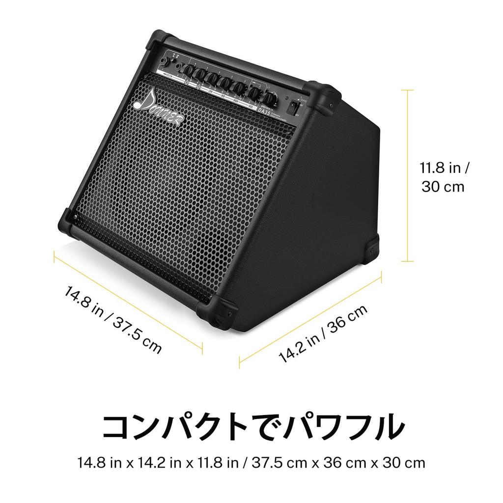 Усилитель Donner для электронных барабанов внешний динамик 35 Вт беспроводной микрофон совместимый черный DA-35