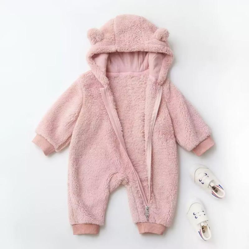 Fleece Romper Baby Long Sleeve Jumpsuit Autumn Baby Boys Girls Rompers Hooded Warm Cloth