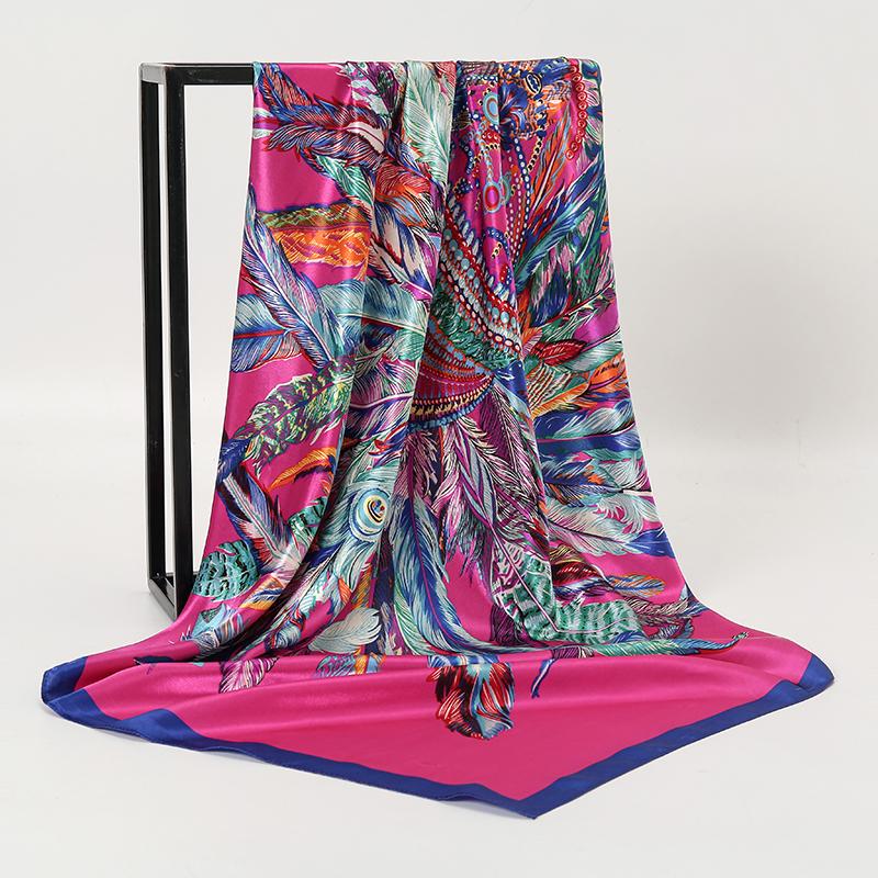2025 Hip Hop Hijab Scarf Women Print Neckerchief Foulard Square Satin Silk Scarves Shawls And Wraps Lady Pashmina Bandana 2025