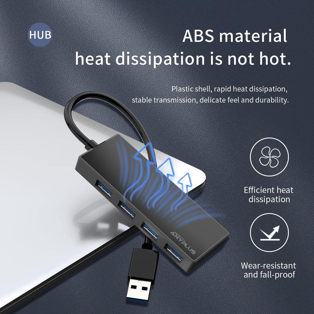 ANYPLUS USB-концентратор USB USB A 5 Гбит/с шина удаленной работы 3.0, 4-портовый концентратор, филиал, высокоскоростная передача данных, питание, легкий, компактный, MacBook/iMac/Surface Pro,