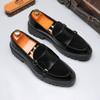 Fashion Fashion Men's Casual Leather Shoes Men Classic British Style Monk Loafers Mens Slip-on Thick Sole Heightened Shoe Patchwork