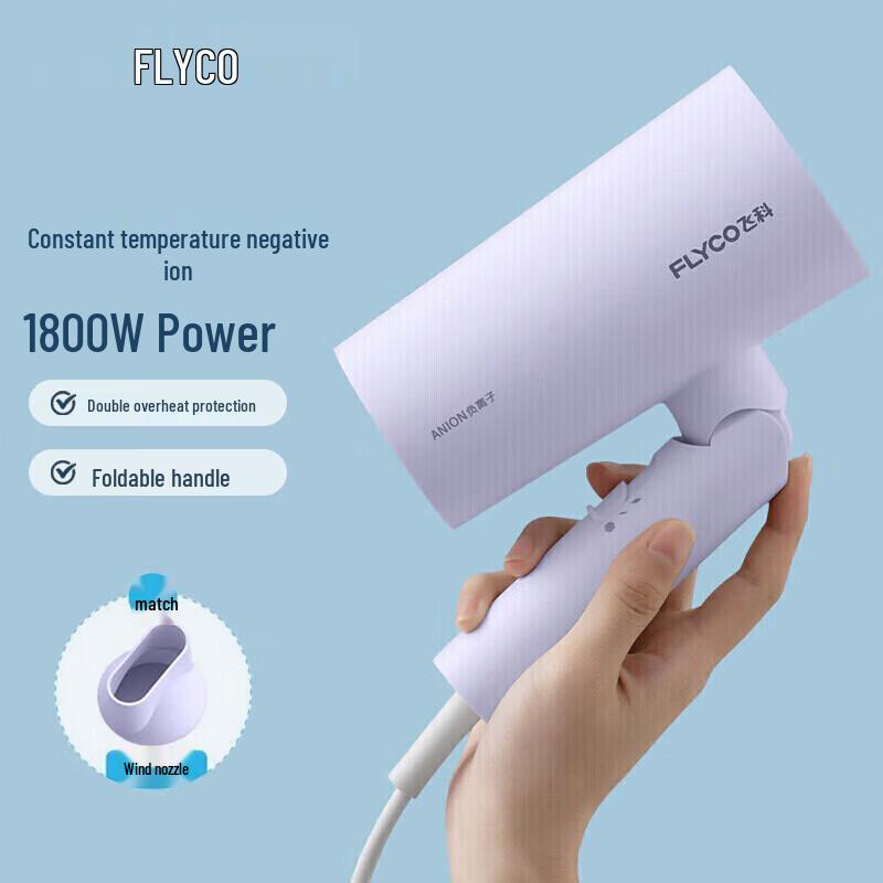 FLYCO FH6277 Negative Ion Foldable Hair Dryer CN plug (adapter included)