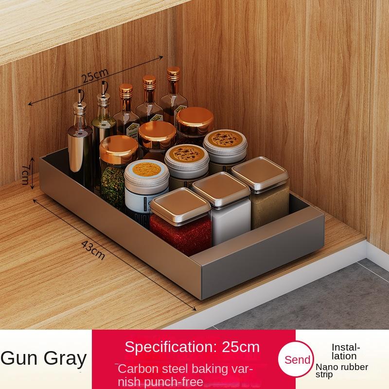 Выдвижной органайзер для шкафа, кухонный встроенный ящик, стеллаж для хранения из углеродистой стали, раздвижная организация, выдвижные полки, полка для кладовой