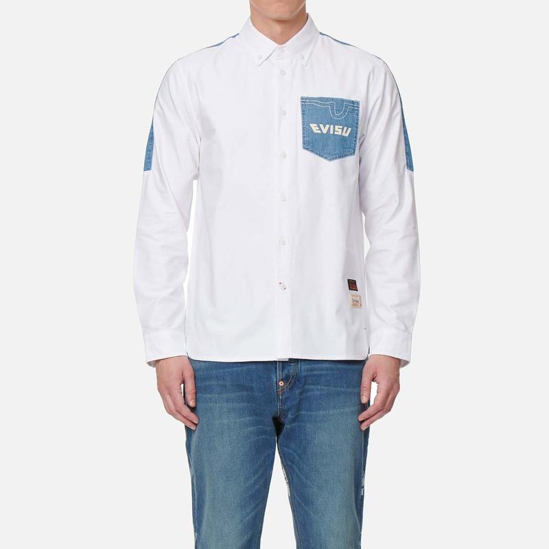 Evisu Однотонная рубашка с длинным рукавом Мужские рубашки 2ESHTM3SL249XXCT