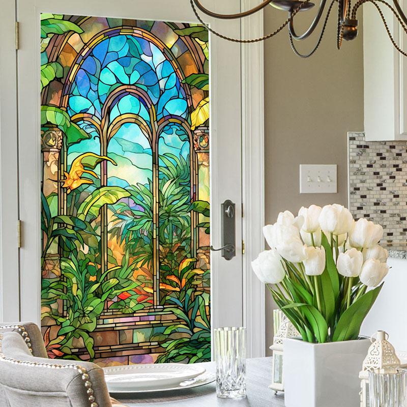Европейский стиль приватная стеклянная пленка ретро христианская церковь витражная статическая самоклеящаяся оконная пленка домашний офис декор наклейки на окна ПВХ