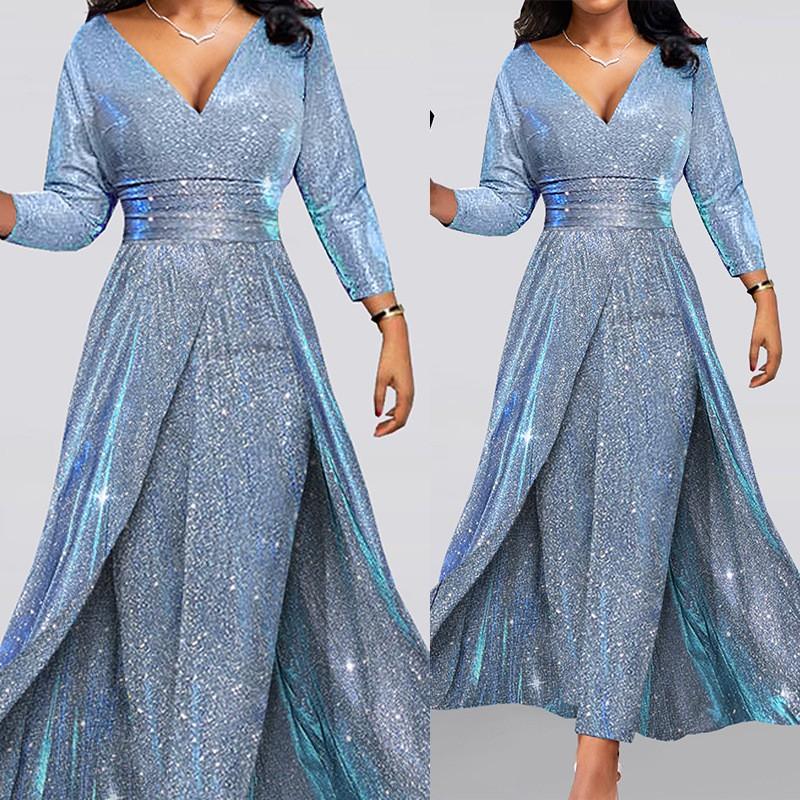 Elegant Sequin Maxi Dress With Double-Layer Flared Skirt Sleeveless Tube Top High Waist Evening Party Wedding