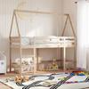 VidaXL Bunk Bed with Ladder and Roof 90x190 Cm Solid Pine Wood, Mid Sleeper, Loft Bed with Ladder, Bed 3282114