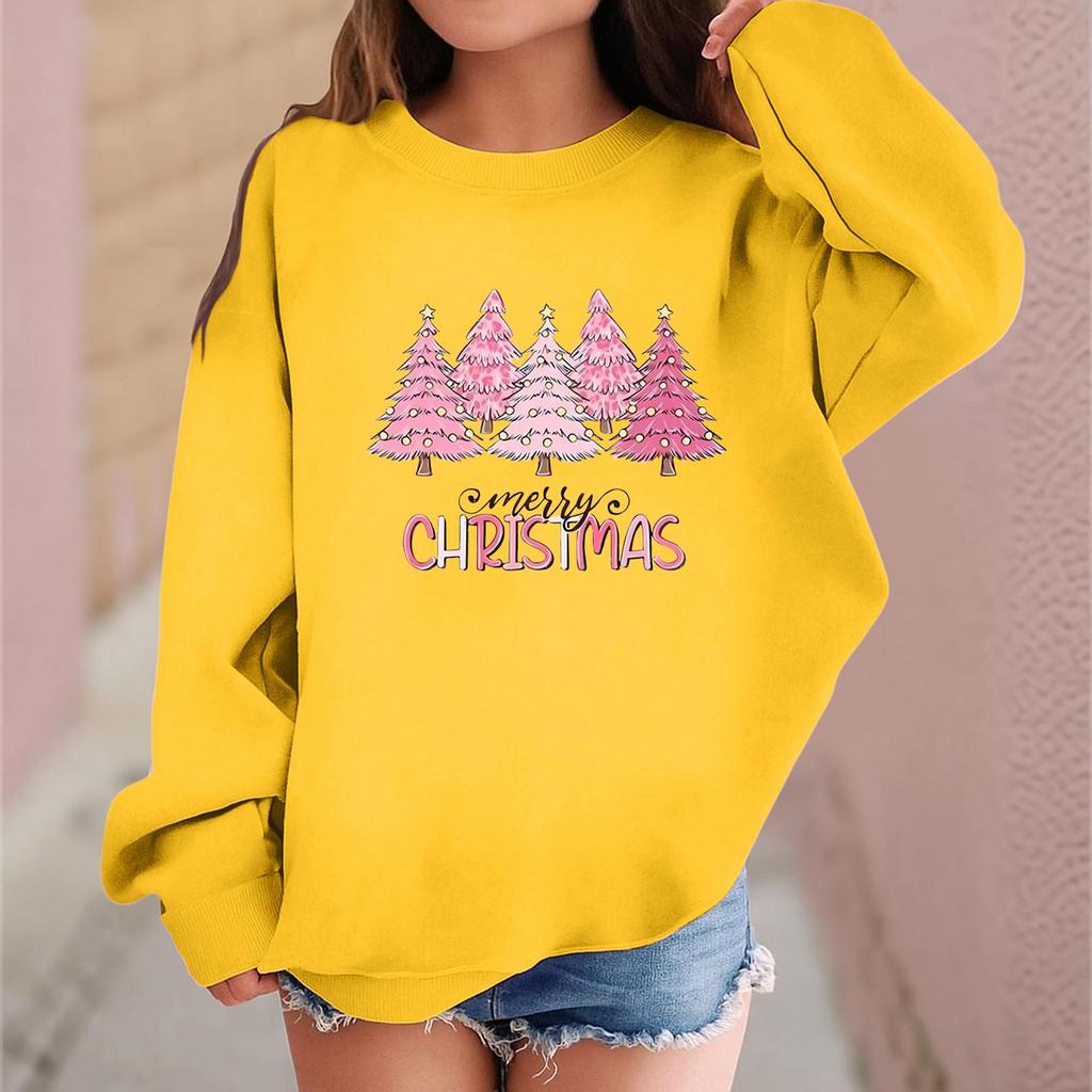 Детский модный повседневный пуловер с длинными рукавами и свободного кроя с рождественским принтом