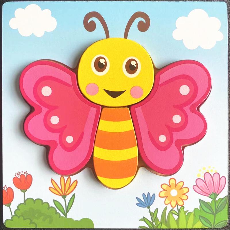 Children's 3D Wooden Animal Puzzle Board - Educational Toy for Early Learning