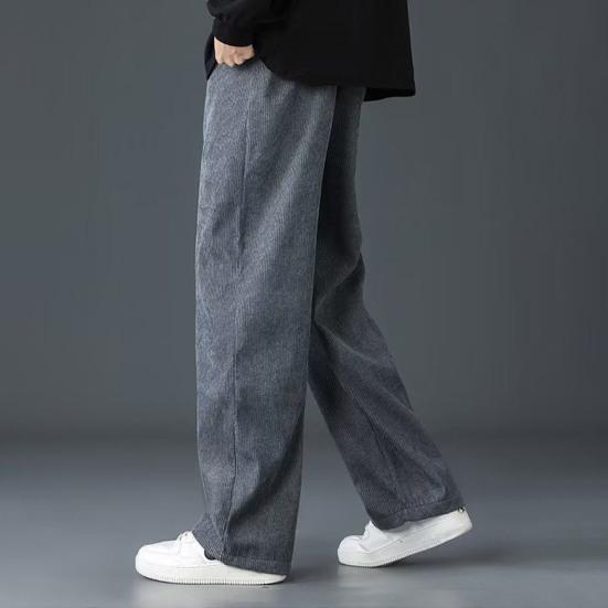 Брюки мужские Yousheng весна-осень, прямые, широкие, с эластичной талией, из плотного плюша, вельветовые, однотонные, свободные, в уличном стиле, спортивные брюки