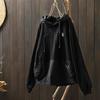 Women's Oversized Color Block Patchwork Hooded Sweatshirt with Double Pockets