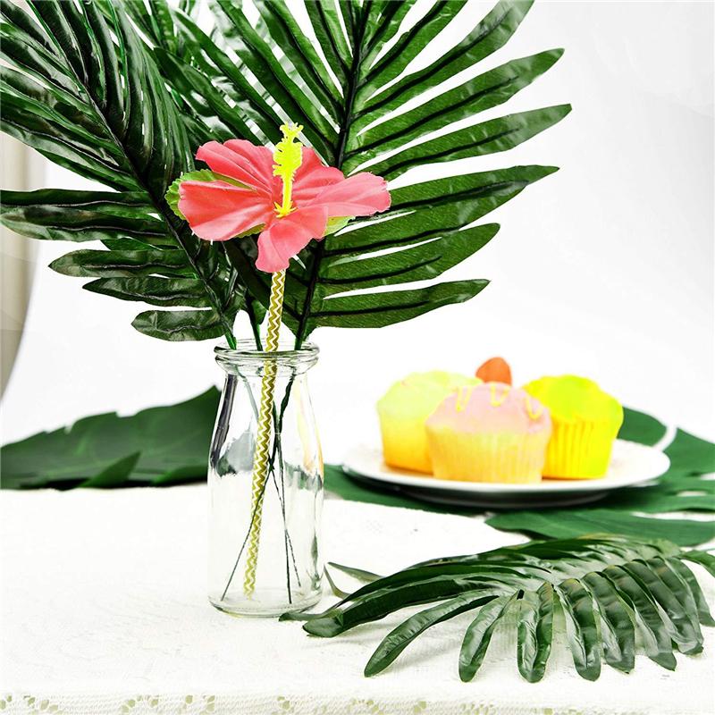 Artificial Palm Leaves Tropical Plant with Faux Monstera Leaves Stems Simulation Safari Leaves for Hawaiian Table Leaves Decorations 6 Kinds