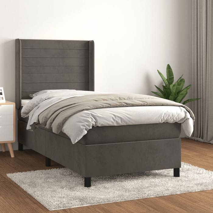 Maison Exclusive - Sommier à lattes de lit avec matelas Gris foncé 100x200 cm
