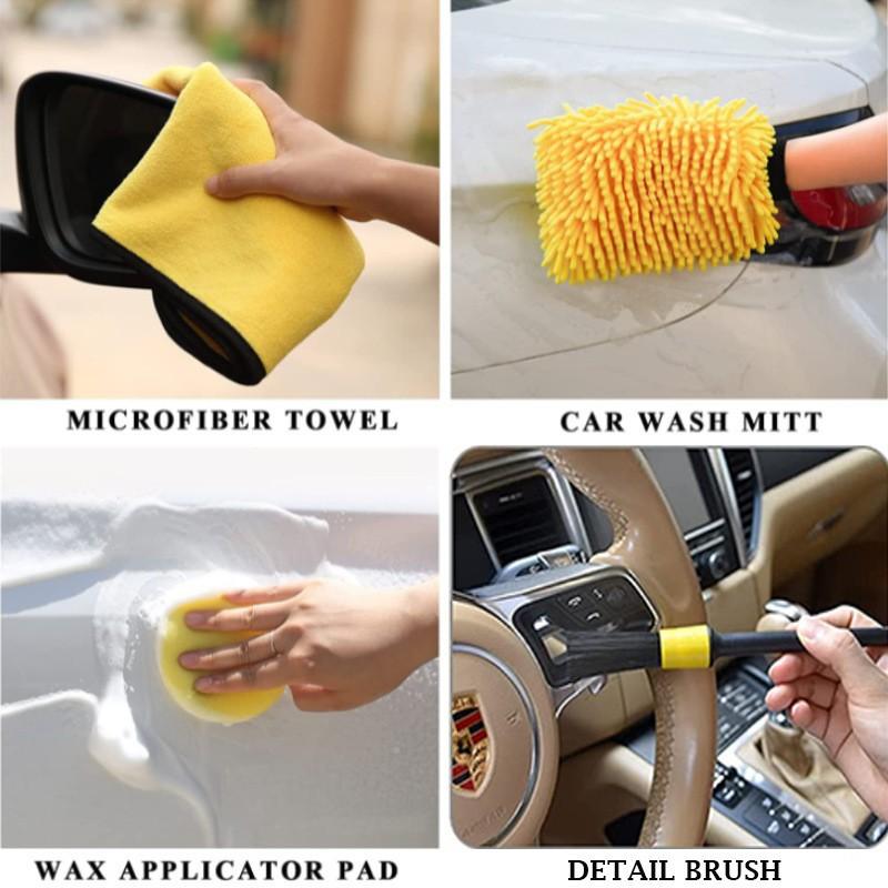 32-Piece Yellow Plastic Multi-Functional Car Cleaning Brush Set HSM HSM-888 Direct Factory Sale Air Vents Wheels