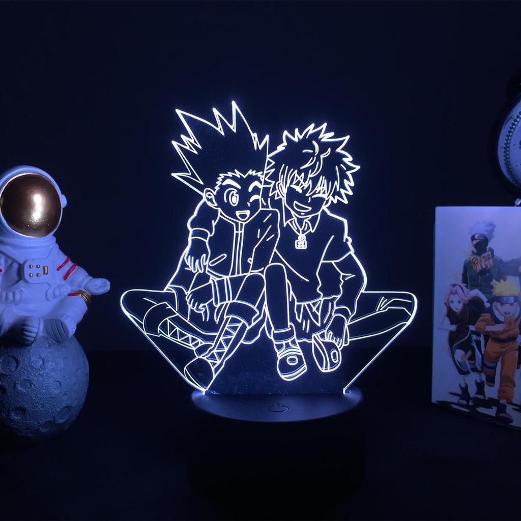 3d лампа аниме Hunter X Hunter Killua and Gon для декора спальни ночник подарок на день рождения светодиодный ночник манга HxH Killua
