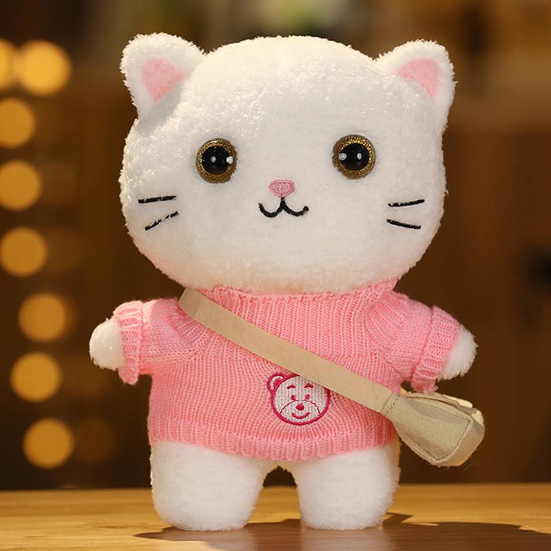 30 см Кафе Кот Маленькие Кошки Милая Подушка Плюшевая Игрушка Мягкая Кукла В Очках и Одежде Мультяшная Милая Игрушка