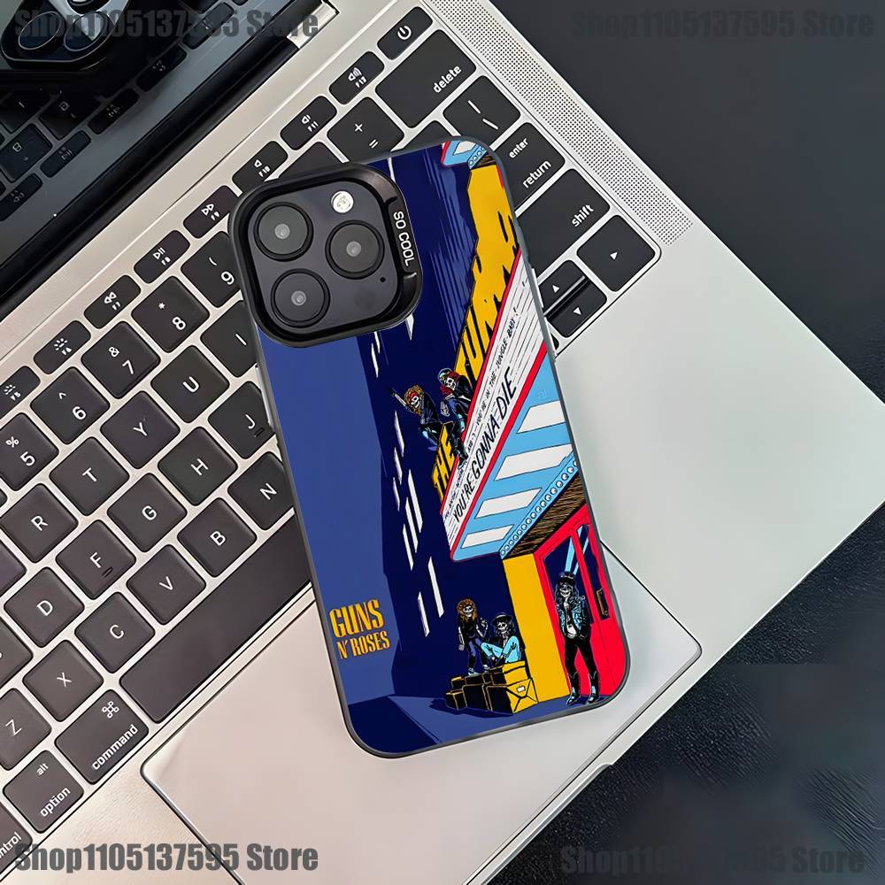 Чехол для телефона G-Guns N Roses Для iPhone 17,16,15,14,13,12,11,Pro,XS,Max,Plus,Mini,SE Черный Конфетный Матовый Ударопрочный Чехол