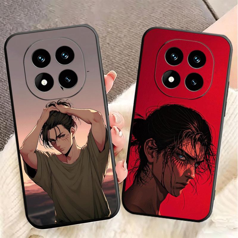 A-Атака Титанов Эрен Йегер Мягкий Чехол для Телефона для Xiaomi Redmi Note 12 13 14 15 Pro Plus 11 12S 11S 11T 10 4G Черная Задняя Крышка