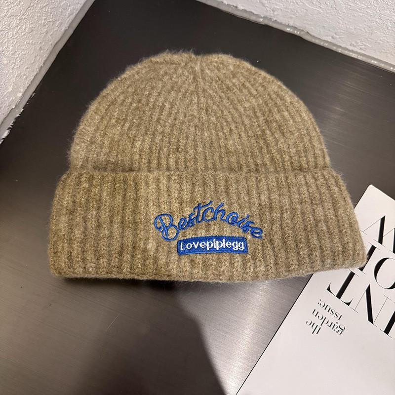 Вязаная модная шапка с буквенным принтом, теплая шапка с защитой ушей для ношения на открытом воздухе