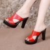 Fashion Women High Heels Summer Slippers Woman Open Toe Casual Block Heel Platform Genuine Leather Shoes 32-43 Women Sandals
