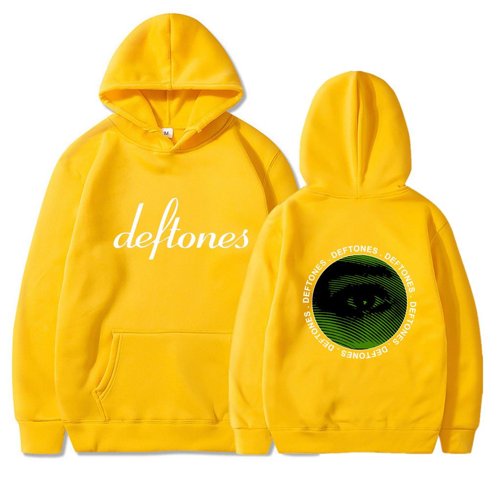 Хип-хоп Рэпер Принт Deftones Зеленые Глаза Осень Унисекс Толстовка с Капюшоном Флисовая Подкладка Повседневная Толстовка с Карманом Ежедневная Уличная Одежда Толстовка