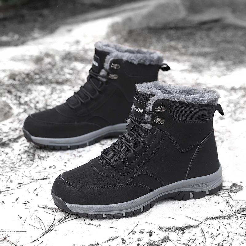 Men's Boots Winter Work Cotton Shoes Outdoor Wear-resistant Thick Sole Fashion Plush Warmth Casual Snow Boots for Women 2024