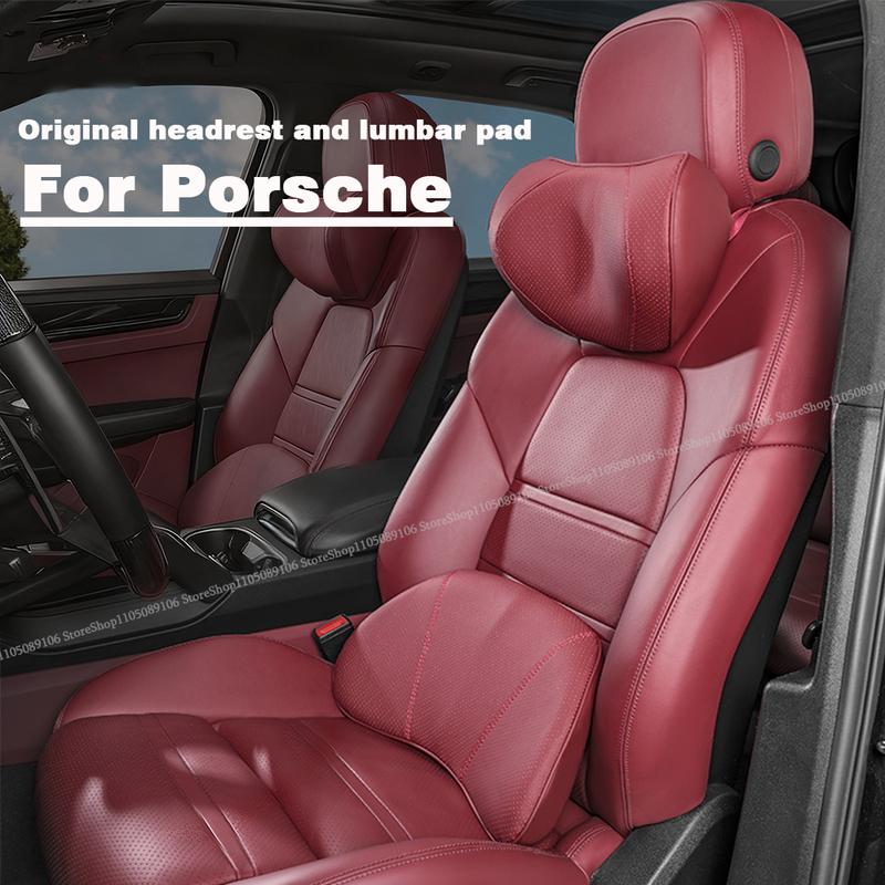 For Porsche Headrest Neck Support Waist Lumbar Cushion Soft Car Seat Neck Pillow Seat Cover Protector original color scheme