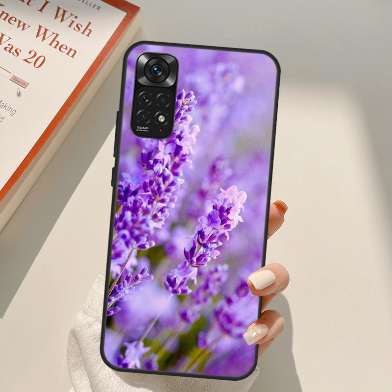Чехол с цветком лавандового цвета для Xiaomi Redmi Note 11 10 9 8 Pro Note 11S 10S 9S 8T K50 K40 9A 9C 10A 10C