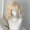 Sweet Short Curly Hair Natural White Gold Cosplay Wig Lolita Synthetic Wig  Cosplay Party