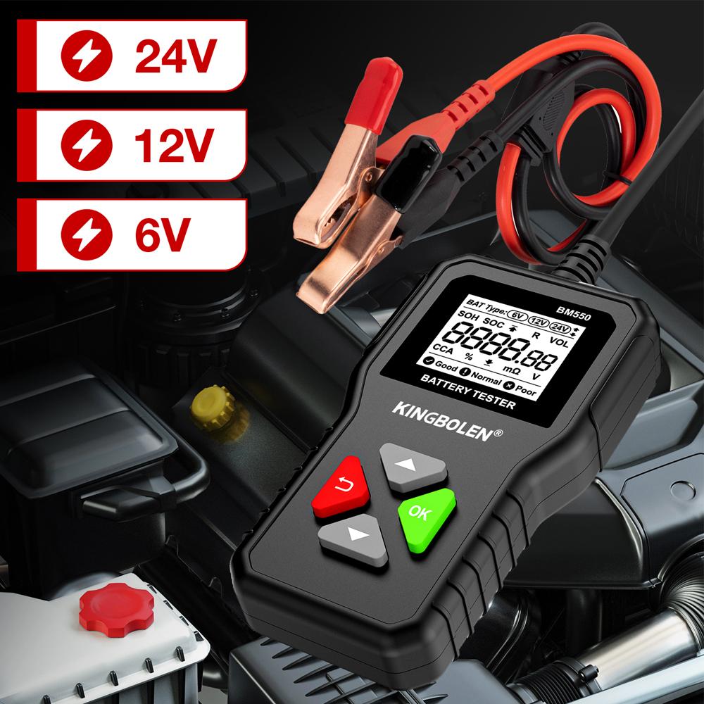 KINGBOLEN BM550, BM550 PLUS Тестер автомобильного аккумулятора 6В 12В 24В Система аккумулятора Обнаружение Автомобильный анализатор аккумулятора Инструмент для автомобильного аккумулятора SOC SOH