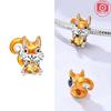 Charms Copper Cute Yellow Squirrel Heart-Shaped Beads Fit Charm Plata Original Bracelet Beads Women Jewellery Making Diy