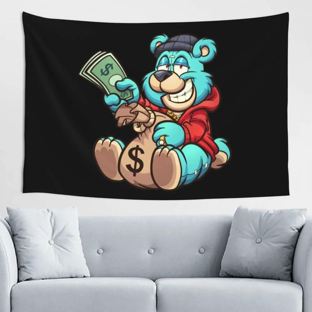 Cartoon Bear Background Cloth Office Living Room Tapestry Home Wall Decoration Tapestry