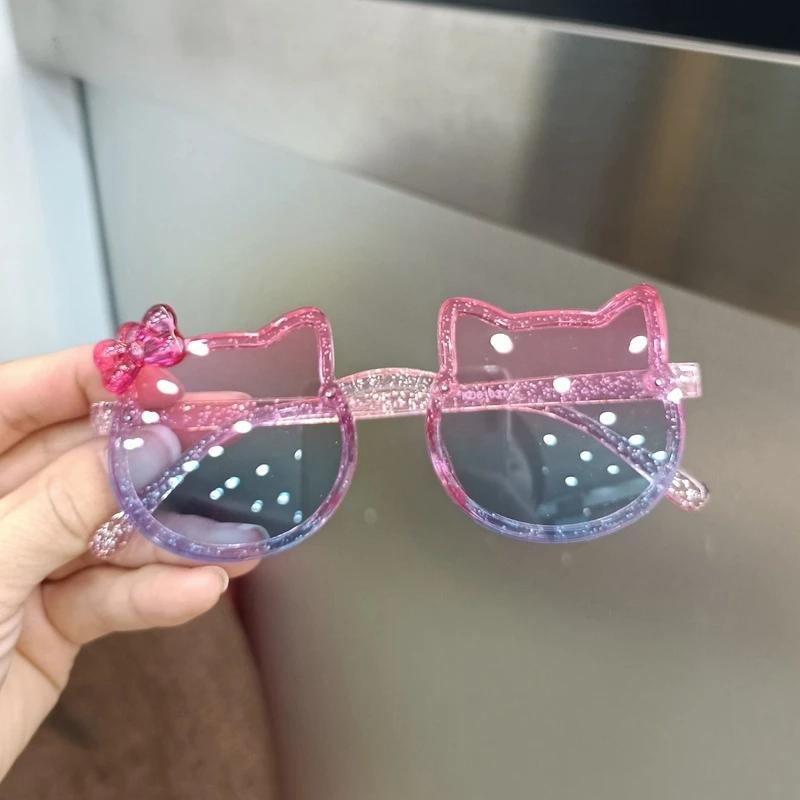 New Children Cute Kitty Sunglasses Acrylic Bow Outdoor UV Protection Sun Glasses Baby Girls Classic Kids Boy UV400 Eyewear