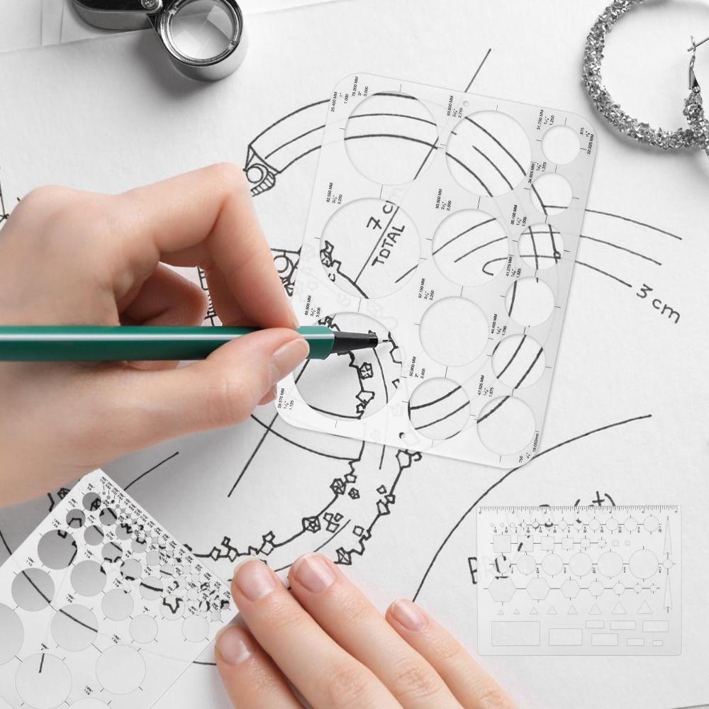 3 шт. 3 размера Круглые трафареты для рисования Многофункциональная геометрическая линейка Школьные офисные принадлежности