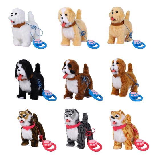 Yousheng Electric Plush Dog Toy with Leash Licking Tongue Walking Puppy Plushie with Touch Sensing Lifelike Sounds Toddlers Interactive Simulation