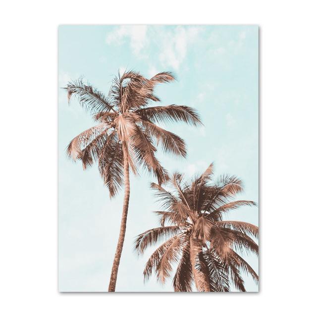 Nordic Summer Coastline Surf Canvas Poster Print Sunny Beach Bus Palm Trees Wall Art Painting Landscape Pictures For Living Room
