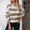 Пуловер Полосатый свитер Женский Осень и Зима Новый Ретро Свободный Круглый вырез Косы Европейский и Американский Трикотажный свитер Топ