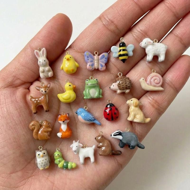 Мультяшное Животное DIY Подвеска Браслет Ожерелье Набор 12 Штук Милые Украшения для Изготовления Сладкие Подвески для Детей Подарок