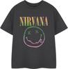Детская футболка Nirvana Радуга _ Серая футболка с радужным логотипом _ Короткий рукав, унисекс, для детей _ Рок-группа