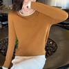 Color-blocking Round Neck Base Shirt for Women Loose Long-sleeved Spring New Worsted Wool Fake Two-piece Knitted Sweater