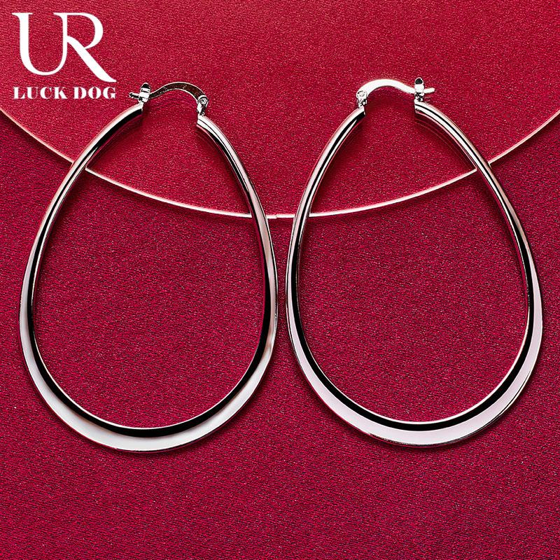 Серьги-кольца из стерлингового серебра 925 пробы, гладкие, круглые, модные, свадебные украшения